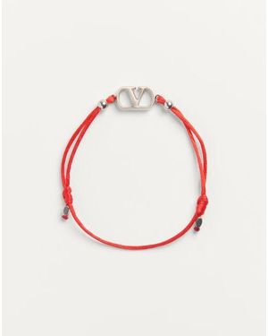 Valentino Garavani Vロゴ シグネチャー コットン ブレスレット おとこ パパヴェロ - ピンク