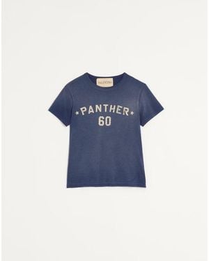 Valentino ヴァレンティノ シェ ヴァレンティノ プリント & パッチ コットン Tシャツ おとこ ブルー