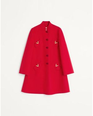 Valentino コンパクト ドラップ コート 女性 パリス - レッド