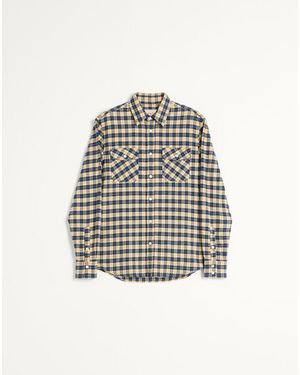 Valentino コットンフランネル シャツ おとこ イエロー/インディゴ/ブラウン - ホワイト
