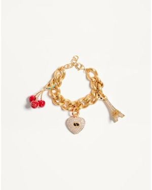 Valentino Garavani シェ ヴァレンティノ メタル X エナメル X スワロフスキー® クリスタル ブレスレット 女性 アンティークブラス - メタリック