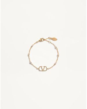 Valentino Garavani Vロゴ シグネチャー メタル X スワロフスキークリスタル® ブレスレット 女性 ゴールド - ナチュラル