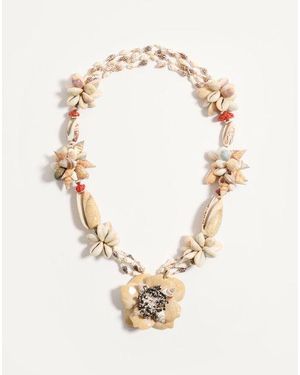 Valentino Garavani ジャルダン アクアティーク メタル X エナメル X ファブリック X シェル X サンゴ X 天然パール ネックレス 女性 ゴールド/アイボリー - ナチュラル