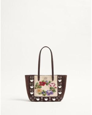 Valentino Garavani ヴァレンティノ ガラヴァーニ ネルコート ミニ エンブロイダリー トート 女性 マルチカラー/テスタディモロ - ナチュラル