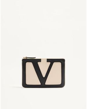 Valentino Garavani ヴィヴァ スーパースター ナッパレザー ポーチ 女性 バター/ブラック - ナチュラル