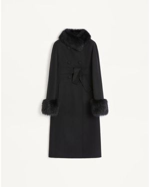Valentino コンパクト ドラップ コート 女性 ブラック