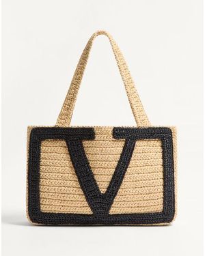 Valentino Garavani ヴァレンティノ ガラヴァーニ ヴィヴァ スーパースター シンセティックラフィア ミディアム トート 女性 ナチュラル