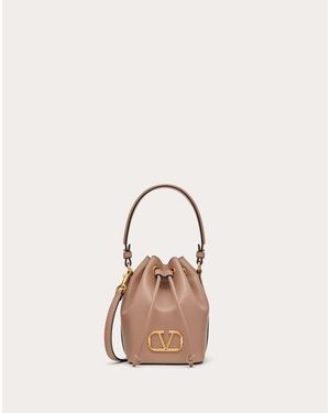 Valentino Garavani Vロゴ シグネチャー ナッパレザー ミニ バケットバッグ 女性 ベビーピンク - ナチュラル