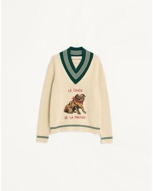 Valentino ル シアン デ ラ メゾン ジャカード ウール セーター おとこ オフホワイト - ナチュラル