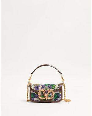 Valentino Garavani ヴァレンティノ ガラヴァーニ ロコ エンブロイダリー ジュエルロゴ スモール ショルダーバッグ 女性 マルチカラー - ナチュラル