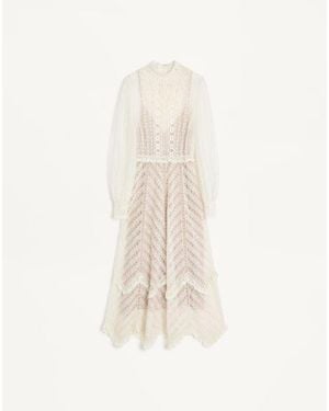 Valentino エンブロイダリーミディドレス 女性 アイボリー - ホワイト