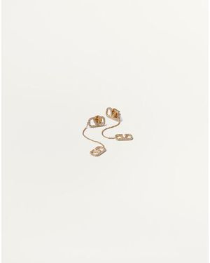 Valentino Garavani Vロゴ シグネチャー メタル X スワロフスキー® クリスタル ピアス 女性 ゴールド - ナチュラル