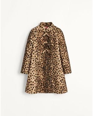 Valentino ジャガースポットプリント ウール コート 女性 アニマリエ - ナチュラル