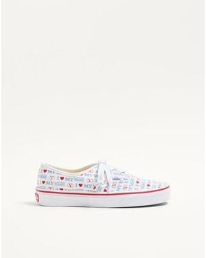Valentino Garavani ヴァレンティノ ガラヴァーニ X Vans コラボレーション Valentino Vans Loveプリントファブリック ロートップ スニーカー 女性 ホワイト/ピュアレッド/スカイブルー