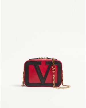 Valentino Garavani ヴァレンティノ ガラヴァーニ ヴィヴァ スーパースター ナッパレザー ベルトバッグ 女性 レッド/ブラック