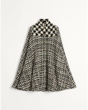 Valentino ジオメトリックツイード ケープ 女性 アイボリー/ブラック - ホワイト