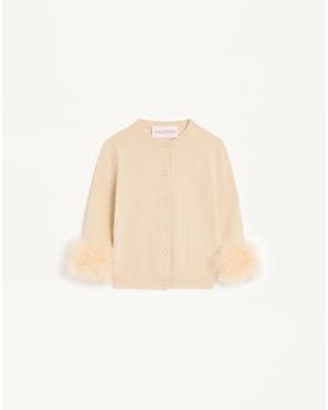 Valentino フェザー付きカーディガン 女性 バーチ - ナチュラル
