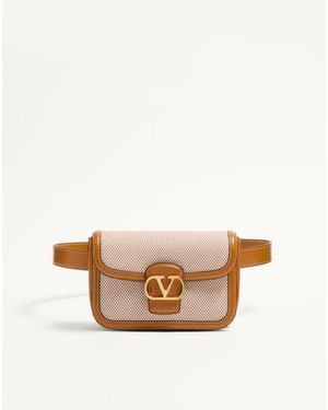 Valentino Garavani ヴァレンティノ ガラヴァーニ 9to5 キャンバス ベルトバッグ 女性 ナチュラル/タバコ