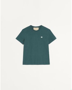 Valentino Vロゴパッチ コットン Tシャツ おとこ ダークグリーン Xxl
