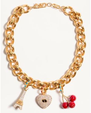Valentino Garavani シェ ヴァレンティノ ネックレス メタル X エナメル X スワロフスキー® クリスタル 女性 アンティークブラス - メタリック