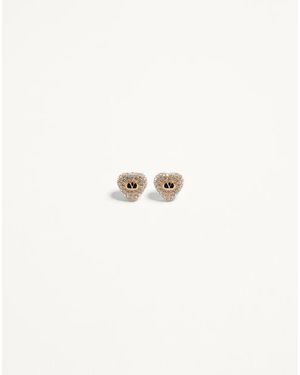 Valentino Garavani クールロイヤル メタル X エナメル X スワロフスキー®クリスタル ピアス 女性 ゴールド/クリスタル - ナチュラル