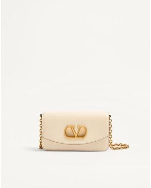 Valentino Garavani ヴァレンティノ ガラヴァーニ ヴェイン シャイニーカーフスキン クラッチバッグ 女性 バター - ナチュラル