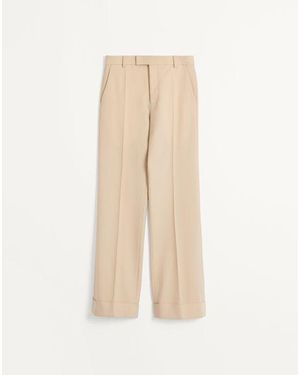 Valentino ターンアップ付き ウール ギャバジン パンツ おとこ バター - ナチュラル