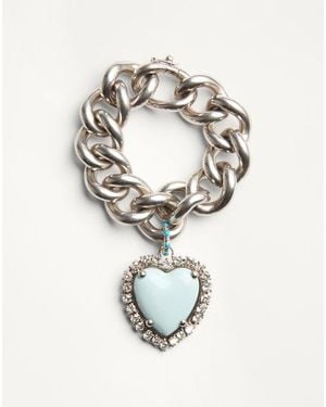 Valentino Garavani クール ハイパーボリ メタル X レジン X スワロフスキー® クリスタル ブレスレット 女性 パラジウム/アジュールブルー - ホワイト