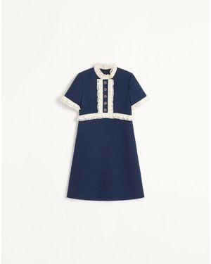 Valentino クレープクチュール ミニドレス 女性 インディゴ/アイボリー - ブルー