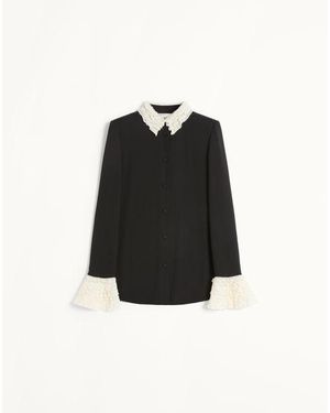Valentino ジョーゼット ブラウス 女性 ブラック/アイボリー