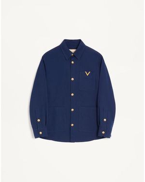 Valentino Vゴールド コットンギャバジン シャツジャケット - ブルー