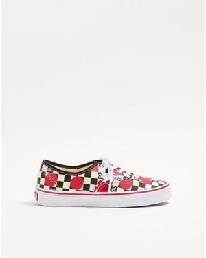 Valentino Garavani ヴァレンティノ ガラヴァーニ X Vans コラボレーション Vロゴチェッカーボードプリント & ポルカドットディテール ロートップスニーカー 女性 バター/ブラック/ピュアレッド - ホワイト