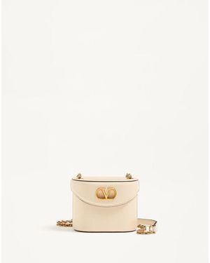 Valentino Garavani ヴァレンティノ ガラヴァーニ ヴェイン シャイニーカーフスキン バニティバッグ 女性 バター - ナチュラル