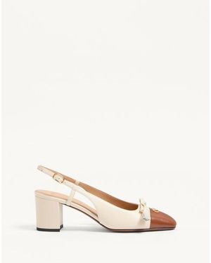 【Valentino】ヴァレ ドゥ ロワ スリングバックパンプス 60mm Vロゴ シグネチャー パテントレザー スリングバックパンプス 80