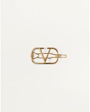 Valentino Garavani Vロゴ シグネチャー メタル ヘアクリップ 女性 ゴールド - マルチカラー
