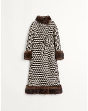 Valentino トゥッタラ V ジャカード コート 女性 ブラック/アイボリー - ホワイト