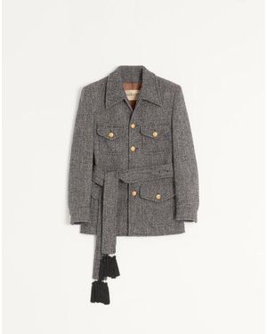 Valentino ヴァレンティノ ブトンウール ベルト付きサファリジャケット おとこ グレー