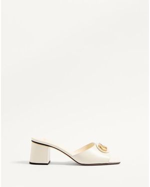 VALENTINO★Vロゴ カットアウト カーフスキン スライド サンダル Vロゴ カットアウト カーフスキン スライドサンダル for