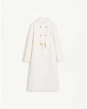 Valentino コンパクト ドラップ コート 女性 アイボリー - ナチュラル