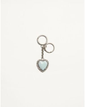 Valentino Garavani クール ハイパーボリ メタル X シンセティック X クリスタル キーリング付きバッグチャーム 女性 パラジウム/アジュールブルー - ナチュラル