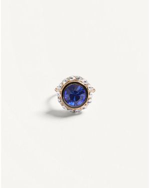 Valentino Garavani Vロゴ シグネチャー メタル X エナメル X クリスタル リング 女性 ゴールド/ブルー