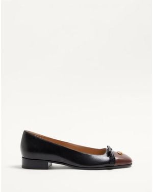 Valentino Garavani ヴァレ ドゥ ロワ キッドスキン バレリーナ 25mm 女性 ブラック/コーヒー - ホワイト