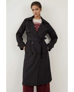 Bigdart Doppelreihiger Langer Trenchcoat - Schwarz
