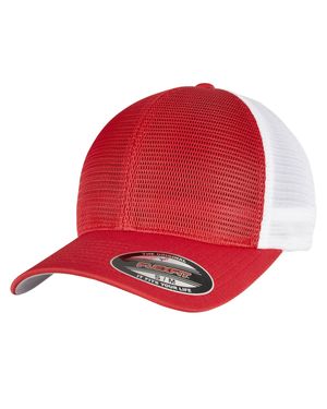 Flexfit "360" Kappe, Omnimesh /Weiß) - Rot