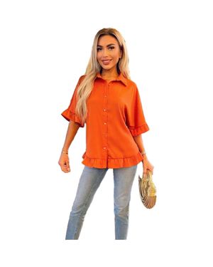 AX Paris Bluse Für Damen, Knopf - Orange