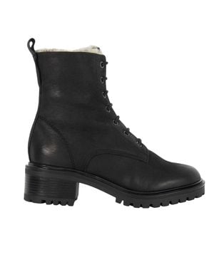 Dune Springerstiefel Für Damen, Leder, Blockabsatz - Schwarz