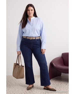 Trendyol Damen Einfarbig Flare Hohe Taille Große Größen Jeans - Blau