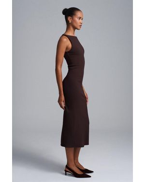Dilvin Ärmelloses Midi Bodycon Kleid Mit Schlitz - Grau