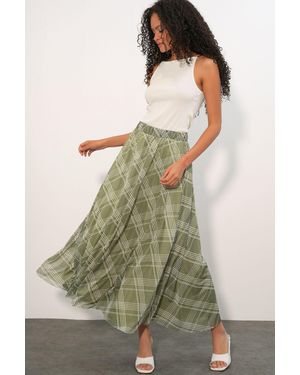 Bigdart Blumenkleid Hohe Taille Maxi-Rock - Grün