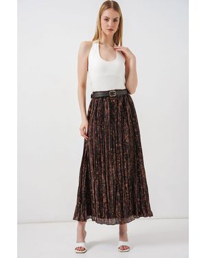 Bigdart Hochtaillierter Paisley Midi A-Linien-Rock - Braun